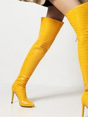 Sexy Stiletto Heeled Over-the-Knee White Boots - Image 8