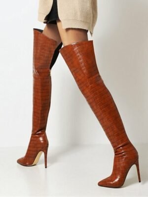 Sexy Stiletto Heeled Over-the-Knee White Boots - Image 9