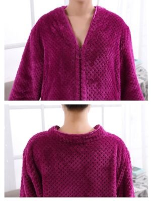 Simple Comfort V Neck Long Sleeve Full Length Robe - Image 17