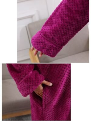 Simple Comfort V Neck Long Sleeve Full Length Robe - Image 18