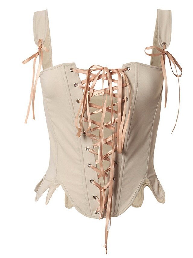 Simple Overbust Backless Corset Lace Up Top - Image 1