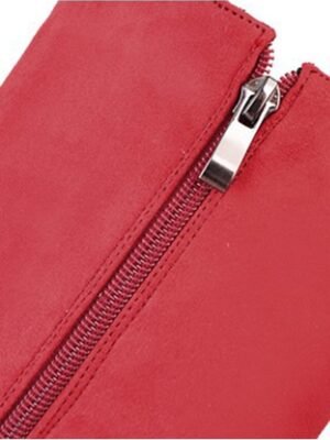 Sleek Navy Blue Round Toe Knee-High Block Heel Boots - Image 10