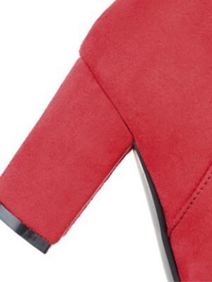 Sleek Navy Blue Round Toe Knee-High Block Heel Boots - Image 12