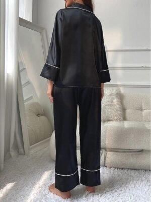 Sophisticated Split Solid Colour V Neck Sleeveless Midi Nightgown - Image 10