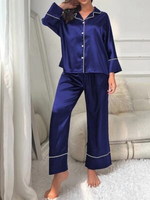 Sophisticated Split Solid Colour V Neck Sleeveless Midi Nightgown - Image 13