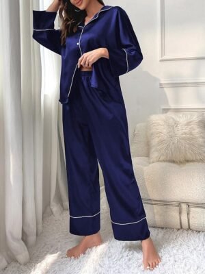 Sophisticated Split Solid Colour V Neck Sleeveless Midi Nightgown - Image 17