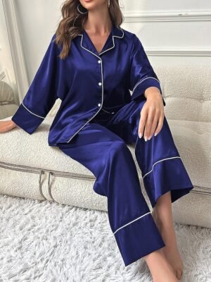 Sophisticated Split Solid Colour V Neck Sleeveless Midi Nightgown - Image 18