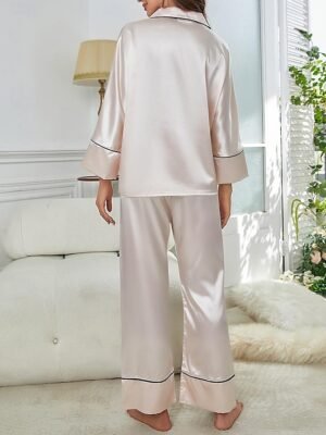 Sophisticated Split Solid Colour V Neck Sleeveless Midi Nightgown - Image 32