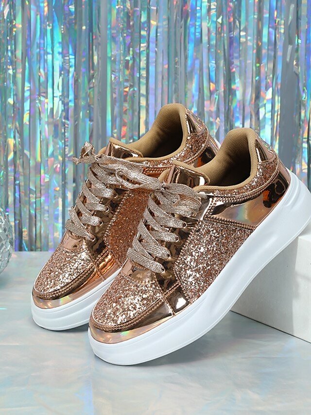 Sparkly Glitter Lace-Up Comfortable Sole Sneakers - Image 10