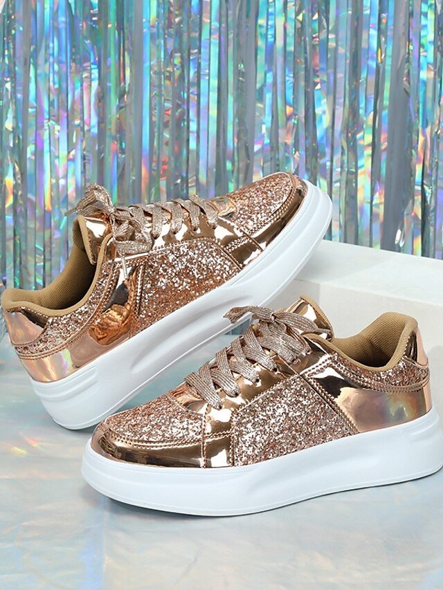 Sparkly Glitter Lace-Up Comfortable Sole Sneakers - Image 11
