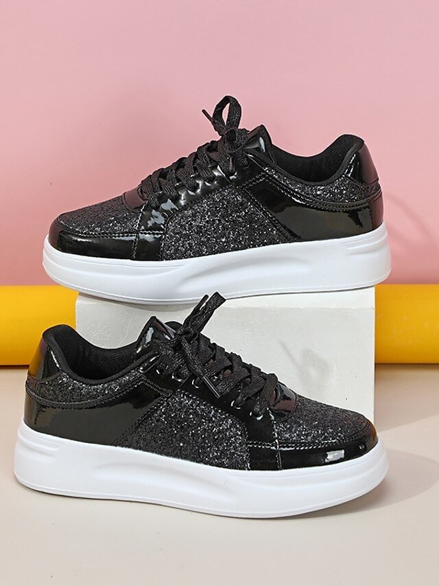 Sparkly Glitter Lace-Up Comfortable Sole Sneakers - Image 12