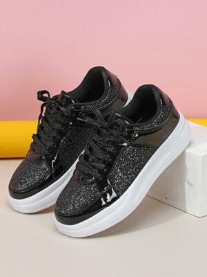 Sparkly Glitter Lace-Up Comfortable Sole Sneakers - Image 13