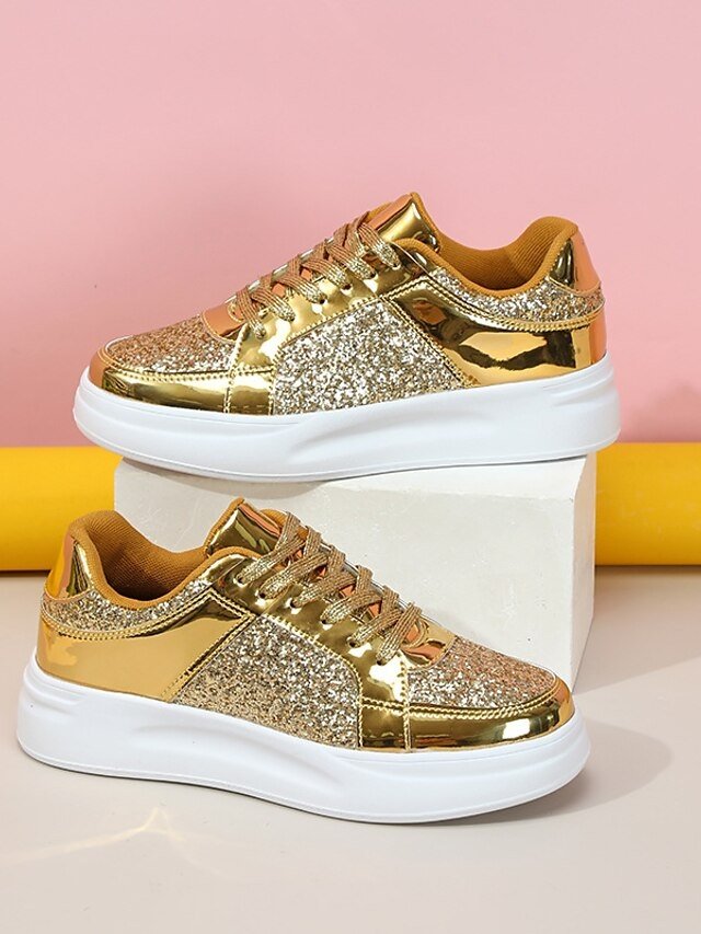 Sparkly Glitter Lace-Up Comfortable Sole Sneakers - Image 3