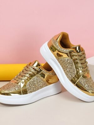 Sparkly Glitter Lace-Up Comfortable Sole Sneakers - Image 5