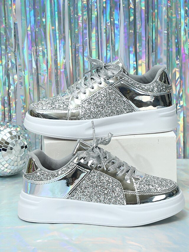 Sparkly Glitter Lace-Up Comfortable Sole Sneakers - Image 6