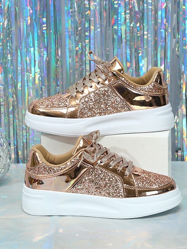 Sparkly Glitter Lace-Up Comfortable Sole Sneakers - Image 9
