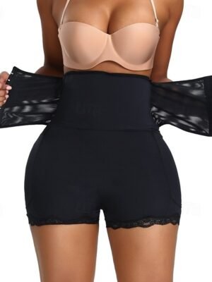 Sport Elastic Pure Colour Sleeveless Waist Trainer Shorts - Image 4