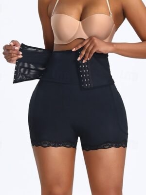 Sport Elastic Pure Colour Sleeveless Waist Trainer Shorts - Image 5