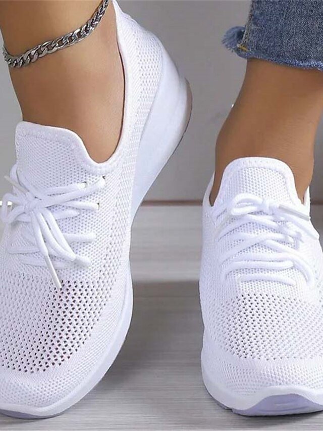 Sporty Casual Solid Round Toe Summer Wedge Heel Sneakers - Image 1