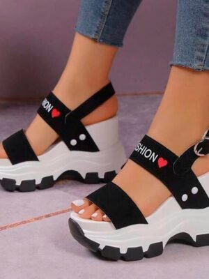 Sporty Chunky Platform Adjustable Strap Wedge Sandals - Image 8