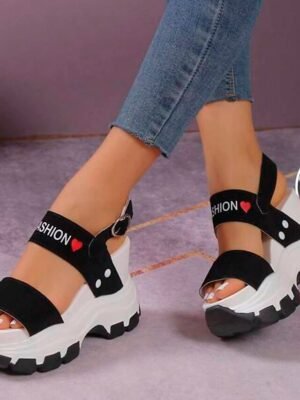 Sporty Chunky Platform Adjustable Strap Wedge Sandals - Image 9