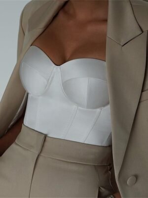 Street Fit Pure Colour Bandeau Sleeveless Backless Corset - Image 1