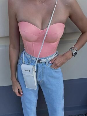 Street Fit Pure Colour Bandeau Sleeveless Backless Corset - Image 11