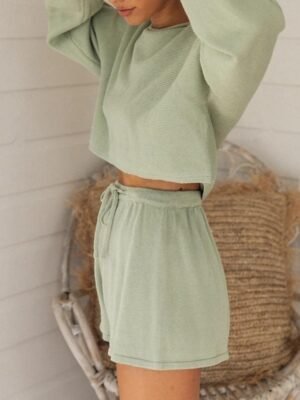 Street Regular Fit Solid Colour Round Neck Set - Image 8