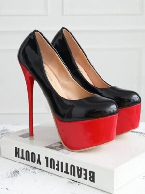 Stylish High Platform Black and Red Heels - Image 4