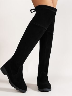 Stylish Over-the-Knee Suede Chunky Heel Boots - Image 2