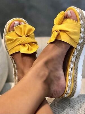 Stylish Platform Bow Detail Espadrille Sandals - Image 1