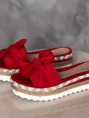 Stylish Platform Bow Detail Espadrille Sandals - Image 10