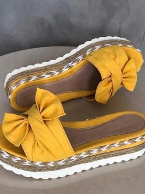 Stylish Platform Bow Detail Espadrille Sandals - Image 3
