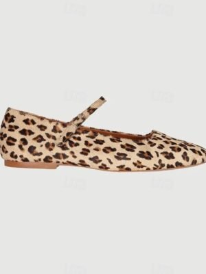 Stylish Square Toe Leopard Print Mary Jane Flats - Image 3