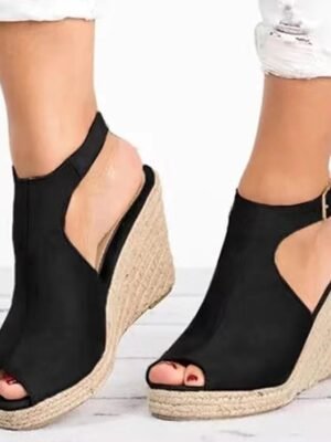 Summer Casual Minimalism Wedge Peep Toe Sandals - Image 3