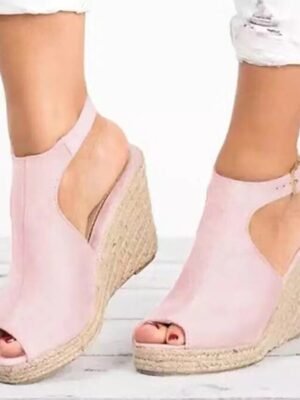 Summer Casual Minimalism Wedge Peep Toe Sandals - Image 6
