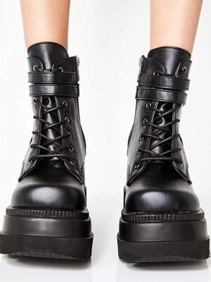 Trendy Holographic Platform Wedge Ankle Boots - Image 15