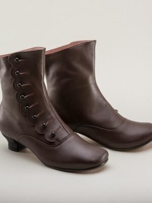 Victorian Ankle Buttoned Brown Leather Boots - Image 3