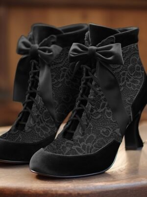 Victorian Ankle Lace Round Toe Boots - Image 6