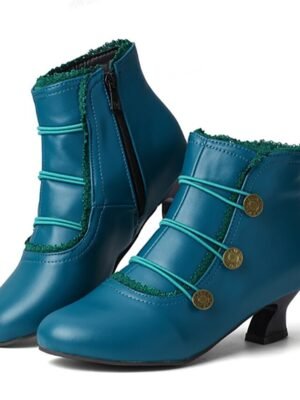 Victorian Lace-Trimmed Round Toe Ankle Boots - Image 19