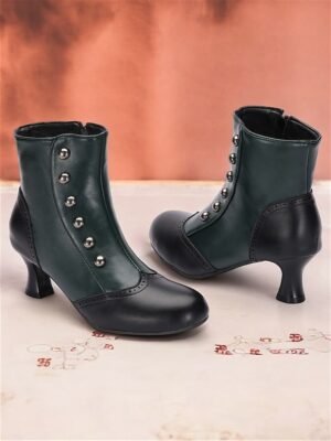 Victorian-Style Buttoned Round Toe Ankle Boots - Image 1