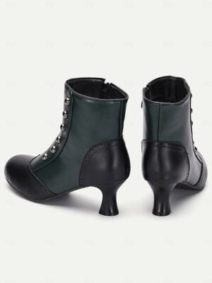 Victorian-Style Buttoned Round Toe Ankle Boots - Image 6