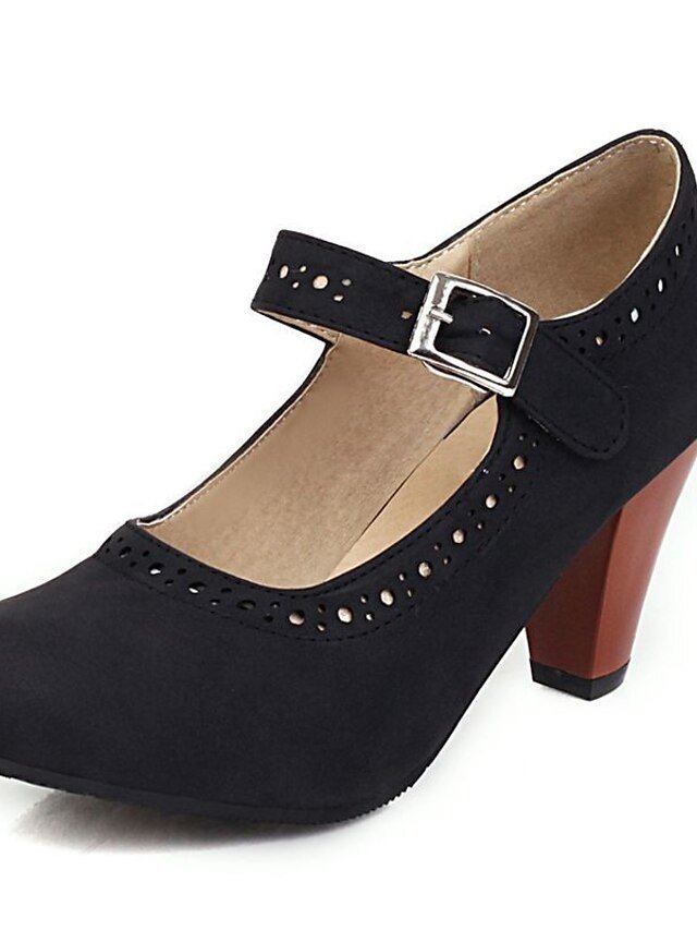 Vintage Block Heel Brown Buckle Strap Mary Jane Pumps - Image 8