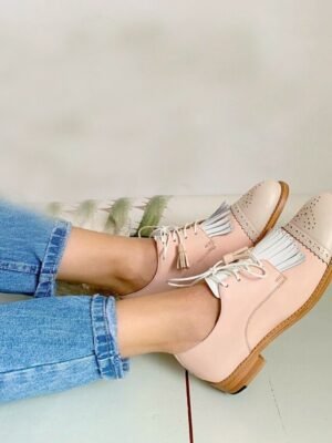 Vintage Casual Lace-Up Colour Block Round Toe Fringe & Tassel Oxford Shoes - Image 4