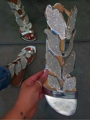 Vintage Classic Rhinestone Flat Open Toe Sandals - Image 7