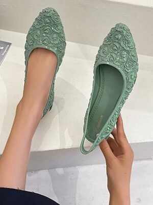 Vintage Floral Wedge Pointed Toe Slip-On Sandals - Image 4