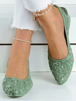 Vintage Floral Wedge Pointed Toe Slip-On Sandals - Image 5