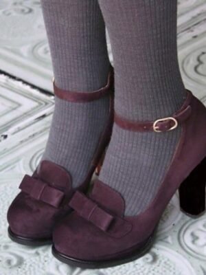 Vintage-Inspired Platform Bow Detail Green Suede Mary Jane Heels - Image 12