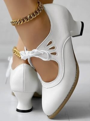 Vintage Lace-Up Elegant Pointed Toe Oxford Heels - Image 9