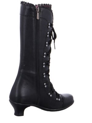 Vintage Lace-Up Round Toe Mid-Heel Boots - Image 6